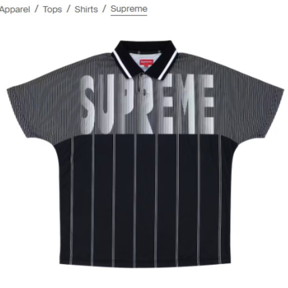 Supreme Other - Supreme Soccer Polo – Black/White Pinstripe – Size L